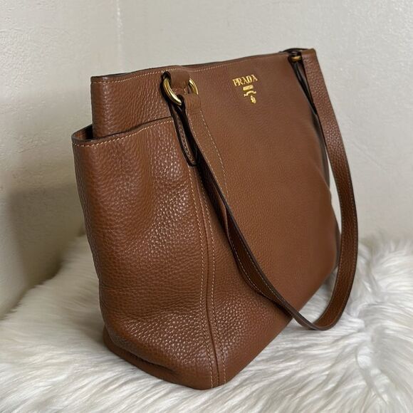 💯Authentic PRADA Vitello Daino Double Pocket Tote🍀 - Picture 5 of 16